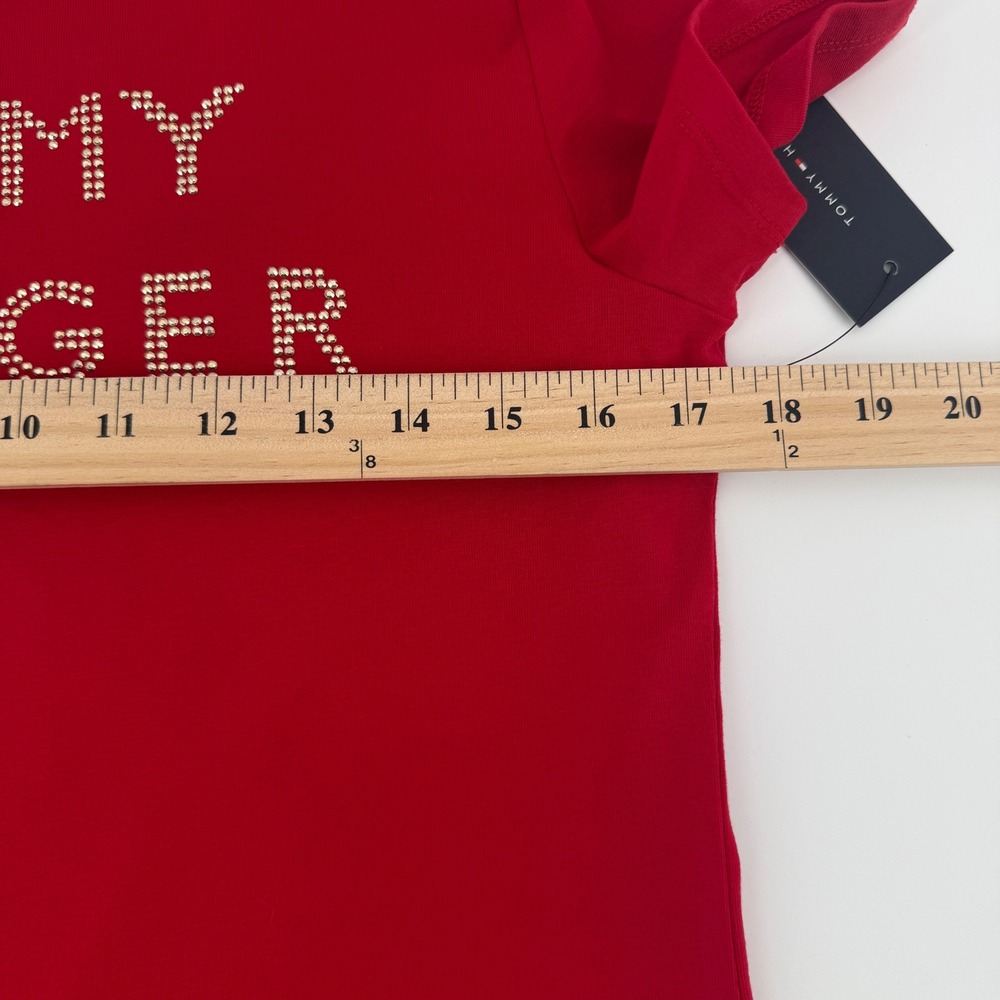 Tommy Hilfiger Womens Red Studded Logo T-Shirt Mini Dress A1GA1KQ7 NWT Small - Picture 7 of 9